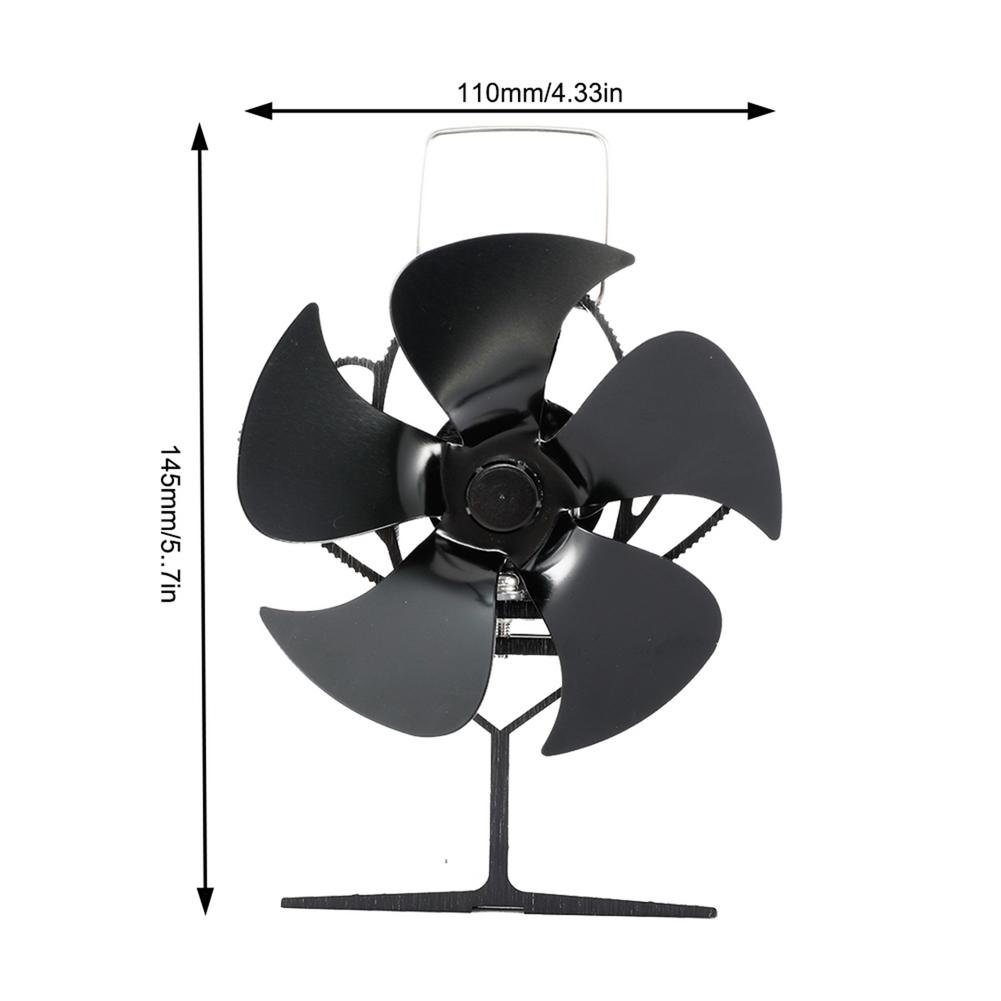 Cheminée noire 5 pales poêle à chaleur ventilateur bûche brûleur à bois eco-fan foyer silencieux ventilateur de cheminée répartition efficace de la chaleur