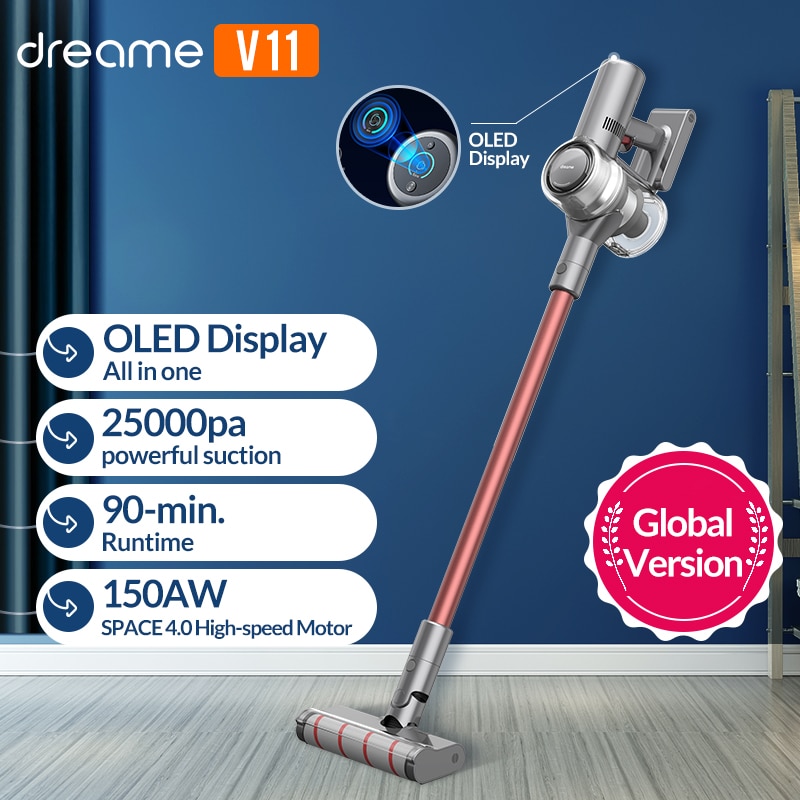 Dreame — aspirateur à main sans fil V11, nettoyeur de tapis de sol à affichage OLED, aspiration 25 Kpa, collecteur de poussières tout-en-un